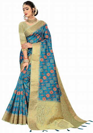 MGC Cotton Blue Color Saree SP135