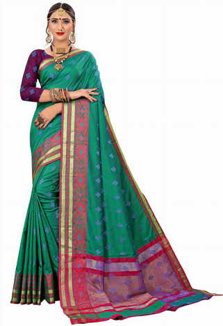 MGC Silk Green Color Saree SP128