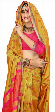 MGC Silk Gold Color Saree SP129