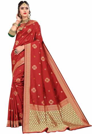 MGC Silk Maroon Color Saree SP116