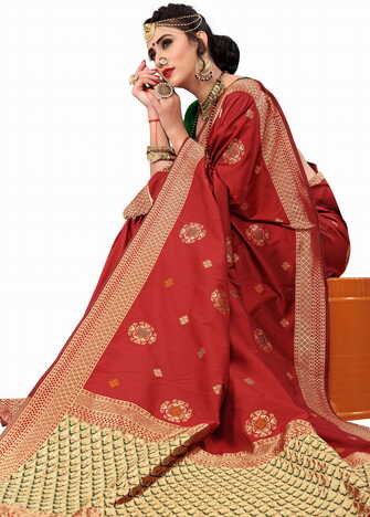 MGC Silk Maroon Color Saree SP116