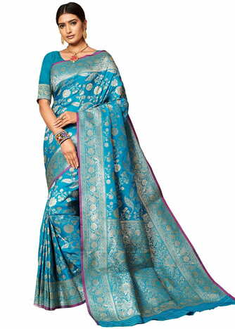 MGC Banarasi Silk Rama Color Saree SP37