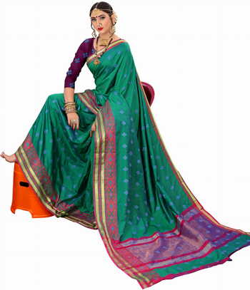 MGC Silk Green Color Saree SP128