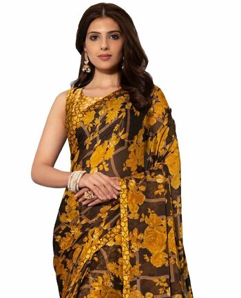 MGC Chiffon Multi Color Saree SP33