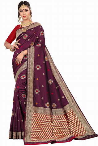 MGC Silk Purple Color Saree SP120