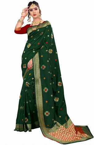 MGC Silk Green Color Saree SP119