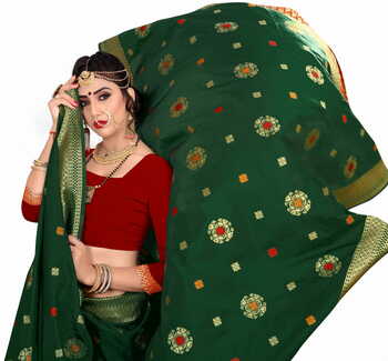 MGC Silk Green Color Saree SP119