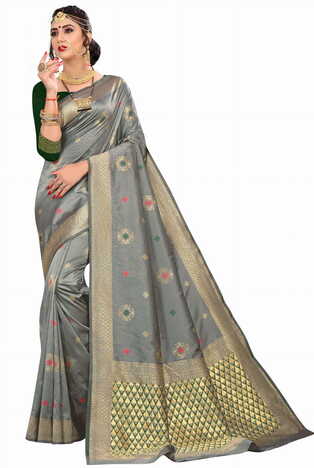 MGC Silk Grey Color Saree SP118