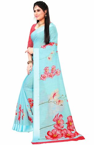 MGC Linen Blue Color Saree SP106