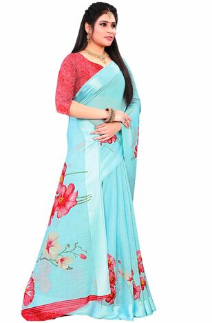 MGC Linen Blue Color Saree SP106