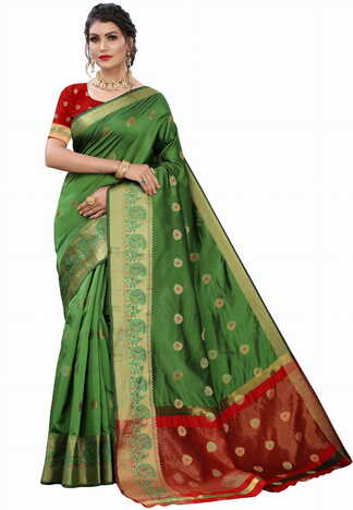 MGC Silk Green colour saree with blouse piece SP675