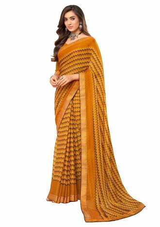 MGC Chiffon Multi Colour saree with blouse piece SP284