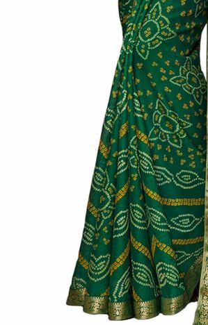 Chiffon Green Color Saree With Blouse Piece by MGC