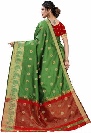 MGC Silk Green colour saree with blouse piece SP675