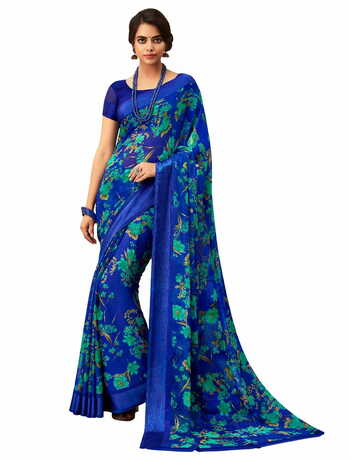 MGC Chiffon Blue Color Saree SP42