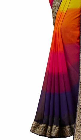 MGC Georgette Muiticolor colour saree with blouse piece SP989