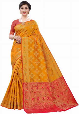 MGC Silk Orange colour saree with blouse piece SP622