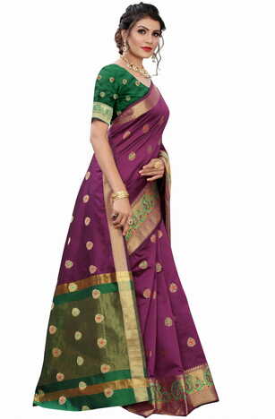 MGC Silk Purple colour saree with blouse piece SP676