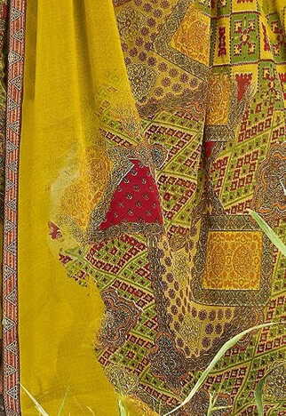 MGC Pure Georgette Yellow colour saree with blouse piece SP813