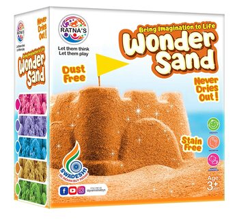 MGC RATNA'S Wonder Sand 500 Grams for Play. Smooth Sand for Kids (Brown 500 Grams), ONE Big Mould Inside (Without Tray)