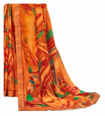 MGC Chiffon Multi Colour saree with blouse piece SP286