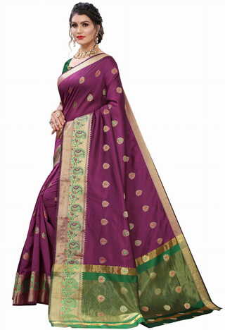 MGC Silk Purple colour saree with blouse piece SP676