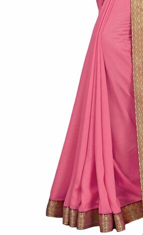 Vichitra Pink Color Saree With Blouse Piece by MGC