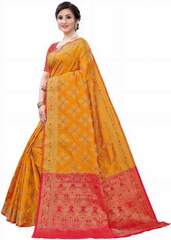 MGC Silk Orange colour saree with blouse piece SP622