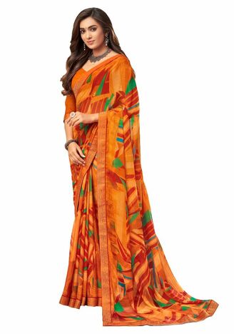 MGC Chiffon Multi Colour saree with blouse piece SP286