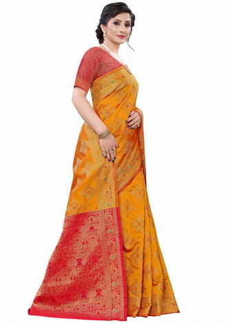 MGC Silk Orange colour saree with blouse piece SP622