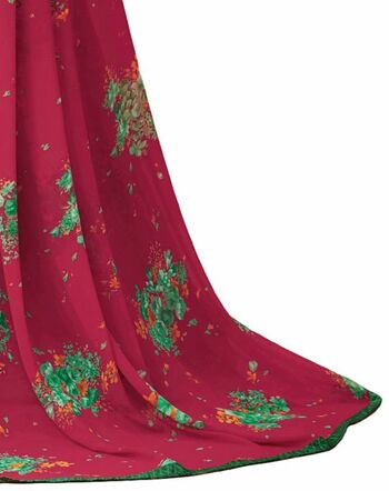 MGC Georgette Red colour saree with blouse piece SP926