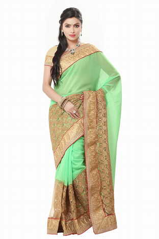 MGC Green Color Gorgatte Saree With Blouse Sp167