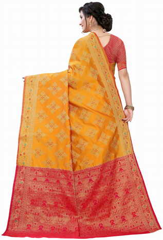 MGC Silk Orange colour saree with blouse piece SP622