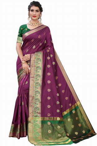 MGC Silk Purple colour saree with blouse piece SP676