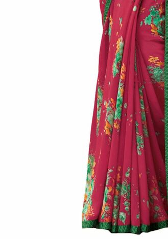 MGC Georgette Red colour saree with blouse piece SP926