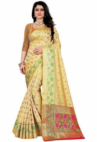 MGC Silk Beige Color Saree SP104