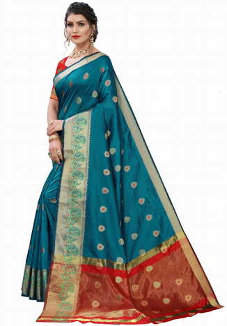 MGC Silk Rama colour saree with blouse piece SP677