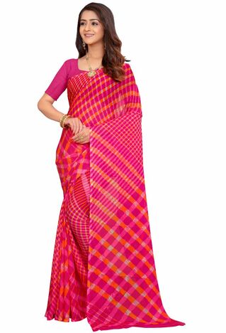 MGC Chiffon Magenta colour saree with blouse piece SP737