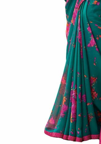 MGC Georgette Sea Green colour saree with blouse piece SP927