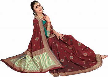 MGC Silk Maroon Color Saree SP113