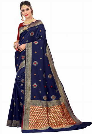 MGC Silk Blue Color Saree SP112