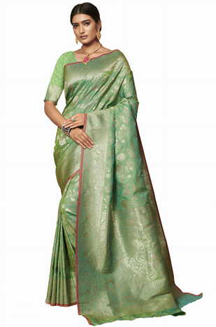 MGC Banarasi Silk Green Color Saree SP39