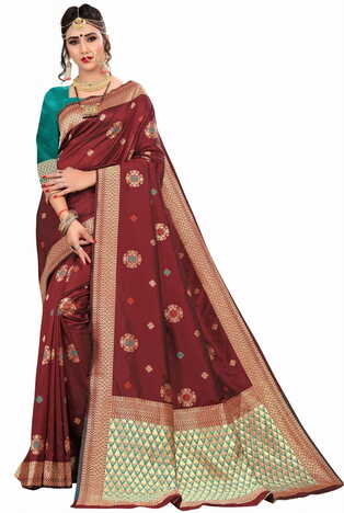 MGC Silk Maroon Color Saree SP113