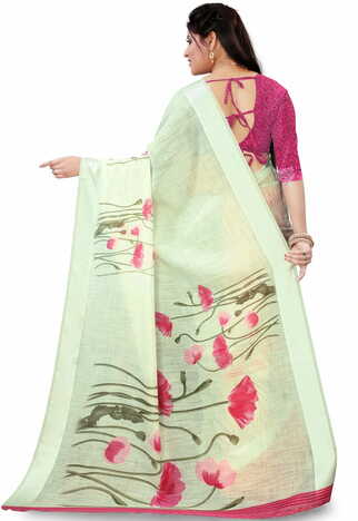 MGC Linen Light Green Color Saree SP108