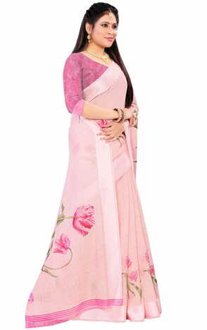 MGC Linen Peach Color Saree SP107