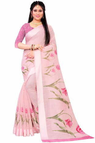 MGC Linen Peach Color Saree SP107