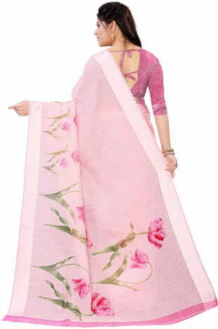 MGC Linen Peach Color Saree SP107