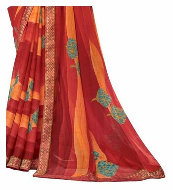 MGC Chiffon Multi Colour saree with blouse piece SP287