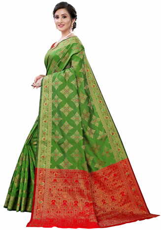 MGC Silk Green colour saree with blouse piece SP623