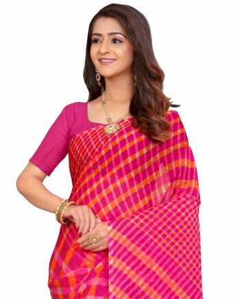 MGC Chiffon Magenta colour saree with blouse piece SP737